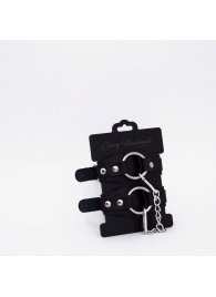 Черные кожаные оковы с кольцом - Crazy Handmade - купить с доставкой в Красногорске