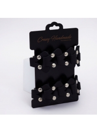 Черные кожаные наручники из звеньев - Crazy Handmade - купить с доставкой в Красногорске