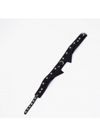 Черный однослойный кожаный ошейник с имитацией воротничка - Crazy Handmade - купить с доставкой в Красногорске