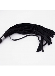 Черный кожаный флоггер со стальной ручкой - 45 см. - Crazy Handmade - купить с доставкой в Красногорске