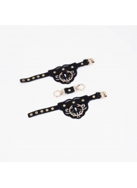 Черные наручники с золотистой фурнитурой - Crazy Handmade - купить с доставкой в Красногорске