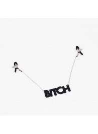 Зажимы на соски с кожаной подвеской Bitch - Crazy Handmade - купить с доставкой в Красногорске