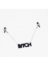 Зажимы на соски с кожаной подвеской Bitch - Crazy Handmade - купить с доставкой в Красногорске