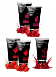 Набор из 5 съедобных лубрикантов JUJU (клубника х 2, малина х 2, вишня) - JuJu - купить с доставкой в Красногорске