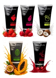 Набор из 5 съедобных лубрикантов JUJU (клубника, малина, тропические фрукты, вишня, кокос) - JuJu - купить с доставкой в Красногорске