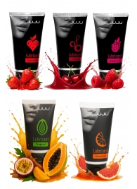 Набор из 5 съедобных лубрикантов JUJU (клубника, малина, тропические фрукты, вишня, грейпфрут) - JuJu - купить с доставкой в Красногорске