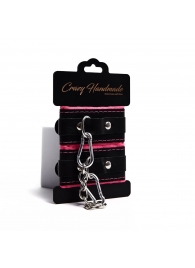 Черно-розовые скругленные наручники с мягкой подкладкой - Crazy Handmade - купить с доставкой в Красногорске