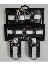 Набор фиксаторов из черной и белой натуральной кожи - Crazy Handmade - купить с доставкой в Красногорске
