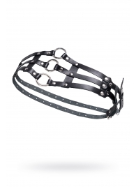 Черный кожаный пояс с кольцами - Pecado - купить с доставкой в Красногорске