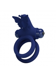 Синее эрекционное кольцо с вибростимуляцией клитора - Baile - в Красногорске купить с доставкой