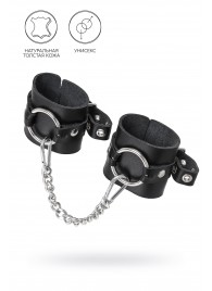 Черные наручники из толстой натуральной кожи с люверсами - Pecado - купить с доставкой в Красногорске