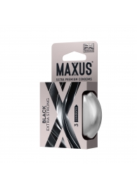 Черные утолщенные презервативы MAXUS Extra Strong с железным кейсом - 3 шт. - Maxus - купить с доставкой в Красногорске