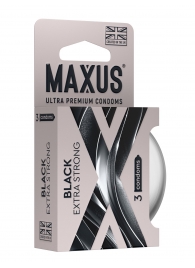 Черные утолщенные презервативы MAXUS Extra Strong с железным кейсом - 3 шт. - Maxus - купить с доставкой в Красногорске