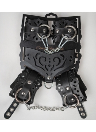 Черный ажурный кожаный набор фиксаций - Crazy Handmade - купить с доставкой в Красногорске