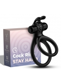 Черное эрекционное виброкольцо с подхватом мошонки Stay Hard - Boys of Toys - в Красногорске купить с доставкой