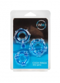 Набор из 3 синих эрекционных колец с различным рельефом - Erowoman-Eroman - в Красногорске купить с доставкой