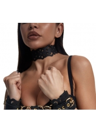 Черный ажурный чокер с золотистой фурнитурой - Crazy Handmade - купить с доставкой в Красногорске