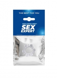 Прозрачное эрекционное кольцо с шариками и шипами - Sex Expert - в Красногорске купить с доставкой