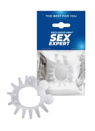 Эластичное эрекционное кольцо с шариками и лучами - Sex Expert - в Красногорске купить с доставкой