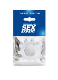 Прозрачное эрекционное кольцо со стимулирующими шариками - Sex Expert - в Красногорске купить с доставкой