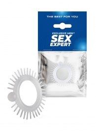 Эластичное эрекционное кольцо с шипиками и шариком - Sex Expert - в Красногорске купить с доставкой