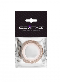 Эрекционное кольцо с бежевыми «ресничками» - Sextaz - в Красногорске купить с доставкой