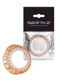 Эрекционное кольцо с бежевыми «ресничками» - Sextaz - в Красногорске купить с доставкой