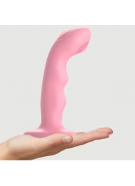 Розовая насадка-стимулятор Strap-On-Me Tapping Dildo Wave - Strap-on-me - купить с доставкой в Красногорске