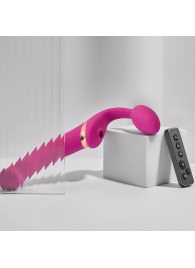 Ярко-розовый безремневой страпон Multi Orgasm Bendable Strap-On size L с клиторальной стимуляцией - Strap-on-me - купить с доставкой в Красногорске