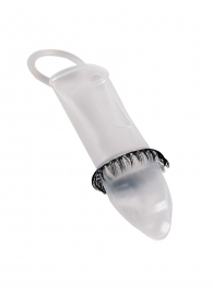 Закрытая насадка на пенис с подхватом мошонки и стимулирующими «ресничками» - Sextaz - в Красногорске купить с доставкой