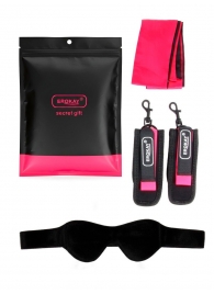 Черно-розовый эротический набор: маска, наручники и повязка - Erokay - купить с доставкой в Красногорске