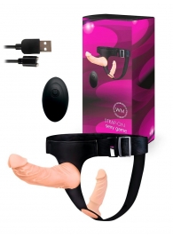 Женский страпон с 2 насадками, вибрацией и пультом ДУ - Erowoman-Eroman - купить с доставкой в Красногорске
