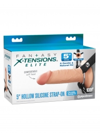 Телесный пустотелый фаллопротез 5’’ Hollow Silicone Strap-On - 14 см. - Pipedream - купить с доставкой в Красногорске