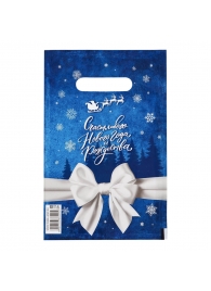 Сине-белый подарочный новогодний пакет с вырубной ручкой (20х30 см) - Сима-Ленд - купить с доставкой в Красногорске