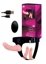 Женский страпон с 3 насадками и вибрацией - Erowoman-Eroman - купить с доставкой в Красногорске