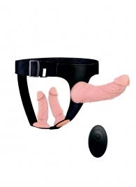 Женский страпон с 3 насадками и вибрацией - Erowoman-Eroman - купить с доставкой в Красногорске