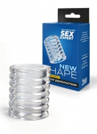 Прозрачная сквозная насадка на пенис с ребрышками - Sex Expert - в Красногорске купить с доставкой