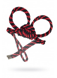 Черно-красные наручники-оковы ’’Узел-омега’’ из хлопковой веревки - Pecado - купить с доставкой в Красногорске