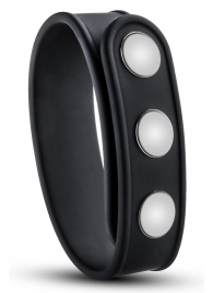 Черное эрекционное кольцо на кнопках - Blush Novelties - в Красногорске купить с доставкой