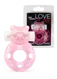 Розовое эрекционное виброкольцо в форме мишки - 1137 - в Красногорске купить с доставкой