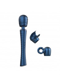 Синий вибромассажёр с насадками Man.wand Edgy - Manwan - в Красногорске купить с доставкой
