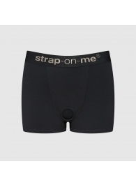 Черные трусики-боксеры для фиксации насадок Strap-on-me Harness Lingerie Allure - size S - Strap-on-me - купить с доставкой в Красногорске