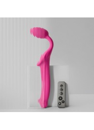 Ярко-розовый безремневой страпон Strap-on-me Vibrating Bendable Strap-On size M - Strap-on-me - купить с доставкой в Красногорске