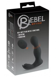 Черная анальная пробка с вибрацией, вращением и пультом ДУ RC Butt Plug with 2 Functions - Orion - в Красногорске купить с доставкой