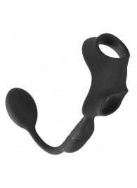 Черное виброкольцо с анальной пробкой Cock Ring with RC Butt Plug - Orion - в Красногорске купить с доставкой