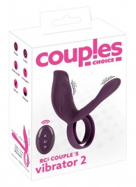 Фиолетовая насадка на член с клиторальным отростком и пультом ДУ RC Couple’s Vibrator 2 - Orion - в Красногорске купить с доставкой