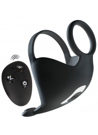 Черная вибронасадка для эрекции и стимуляции мошонки Cock ring with RC ball massager - Orion - в Красногорске купить с доставкой