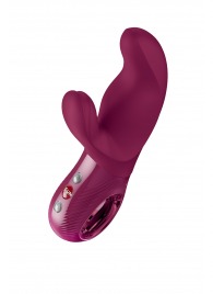 Бордовый вибратор с клиторальным стимулятором Miss Bi - 17 см. - Fun Factory