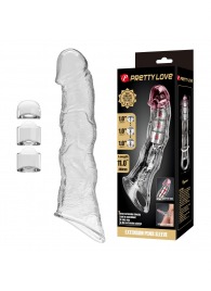 Прозрачный фаллоудлинитель с 3 вставками - 28 см. - Baile - в Красногорске купить с доставкой
