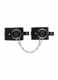 Черные оковы из толстой кожи с люверсами - Pecado - купить с доставкой в Красногорске